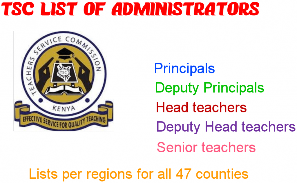 TSC lists of administrators for all 47 counties