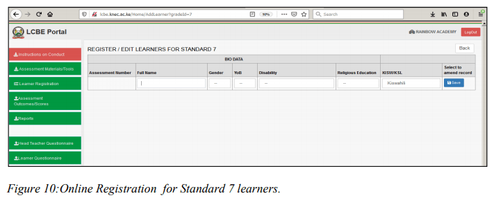 Knec LCBE assessment, full guidelines on how to submit scores online