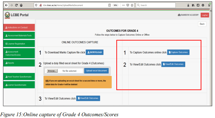 Knec LCBE assessment, full guidelines on how to submit scores online