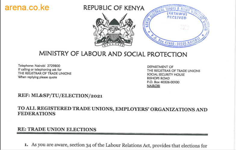 Elections of all Trade Unions, Employers Organizations and Federations