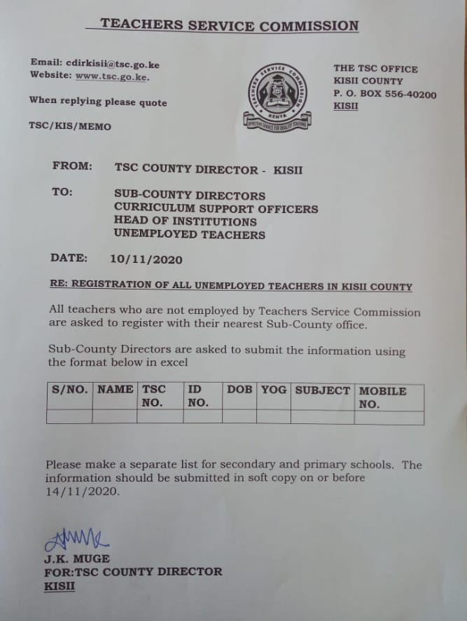 More counties call for registration of unemployed teachers as TSC plans recruitment