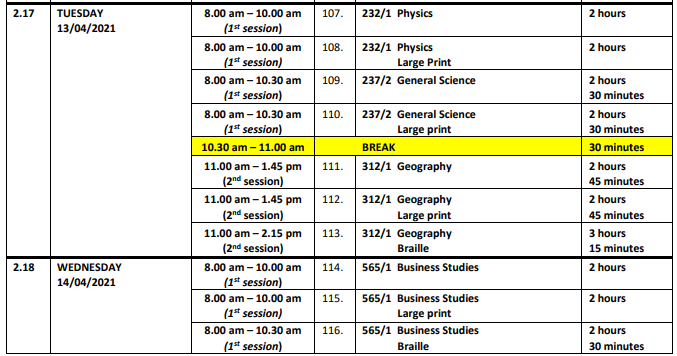 Knec official KCPE and KCSE 2020 exam timetables and instructions