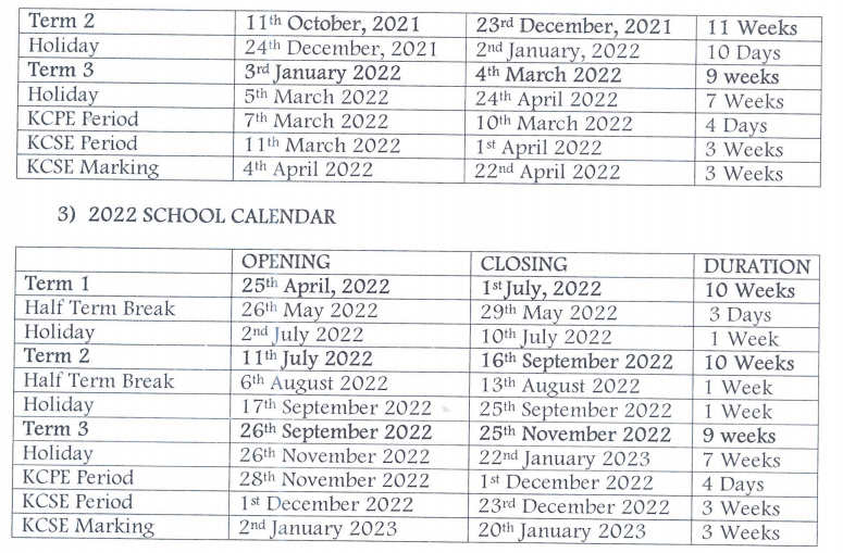 Circular: New Revised Term Dates For Schools And Colleges For Years