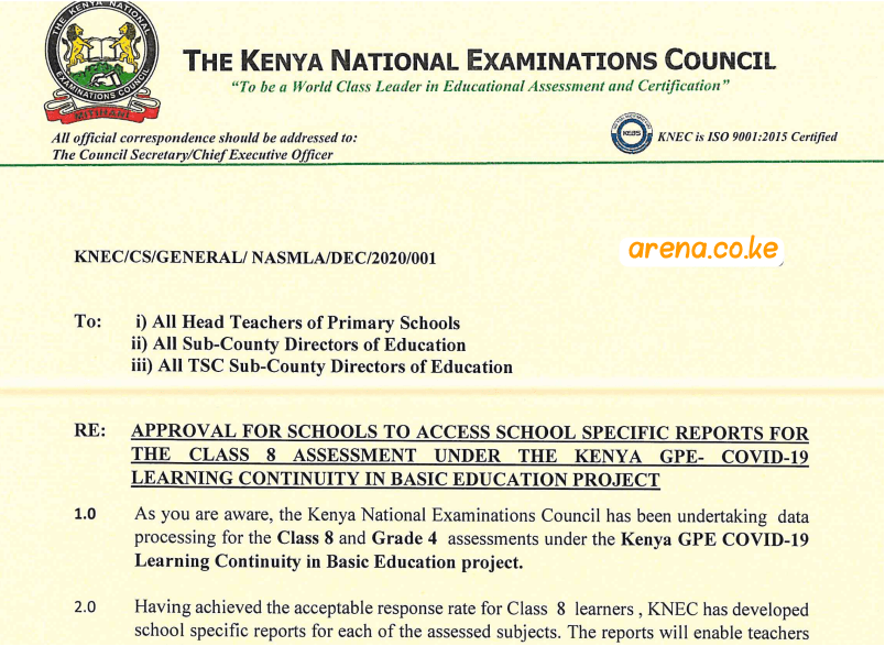 Approval for schools to access Class 8 assessment report (Circular)