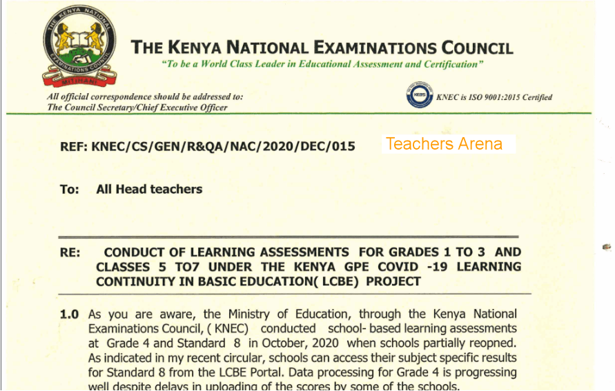 Knec issues start date for assessment of Grades 1,2,3 and Classes 5,6,7