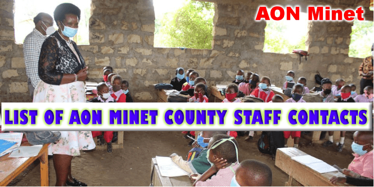 List of AON Minet county managers with their contact details 2021