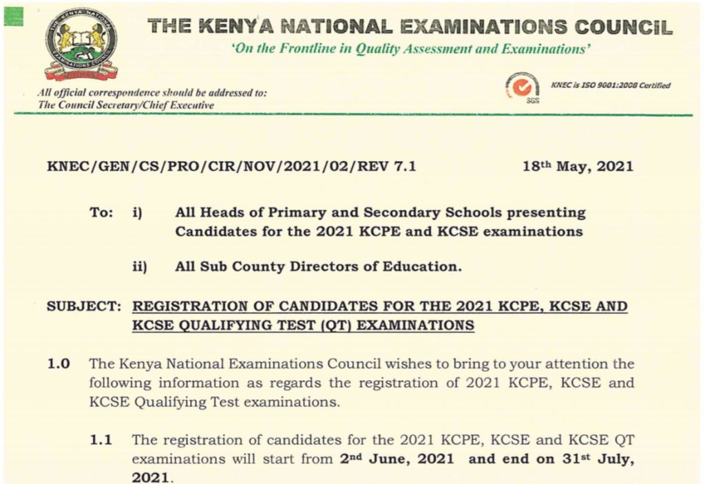 Knec issues strict rules to school heads on KCPE and KCSE 2021 registration