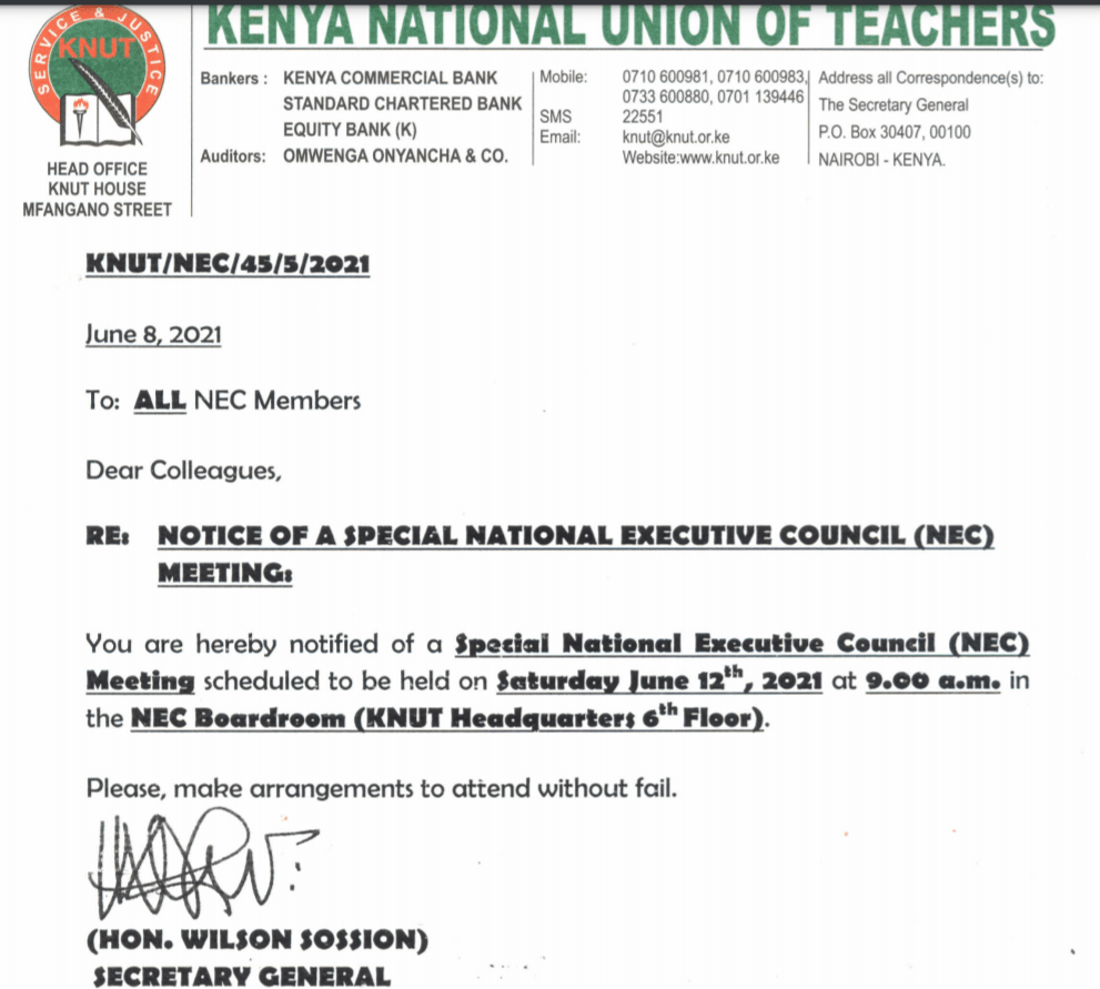 Knut officials to only serve teachers paying their dues starting July 2021