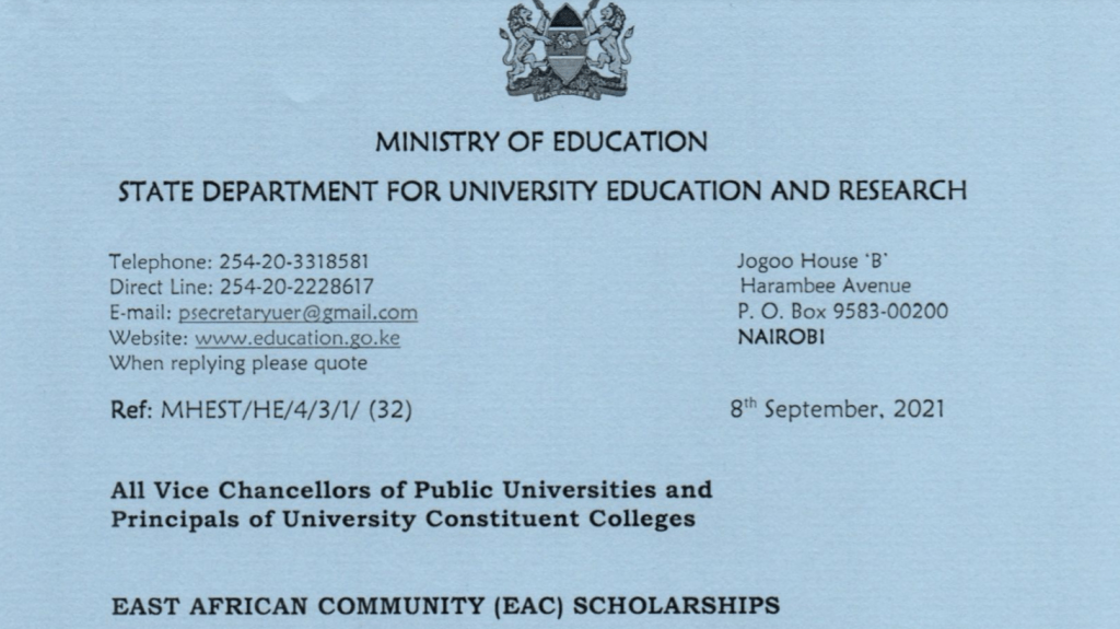 Ministry of education East African Community Scholarships