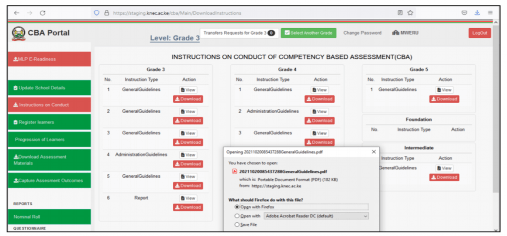 Knec guidelines for downloading and administering CBA assessments