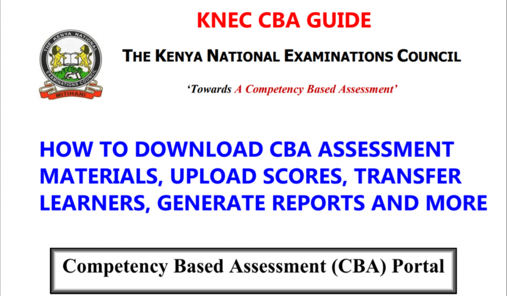 Knec guidelines for downloading and administering CBA assessments