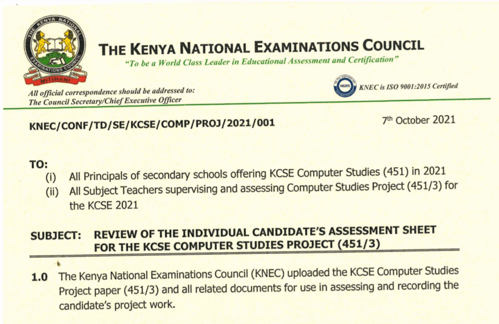 Knec gives order to Principals that affects KCSE candidates