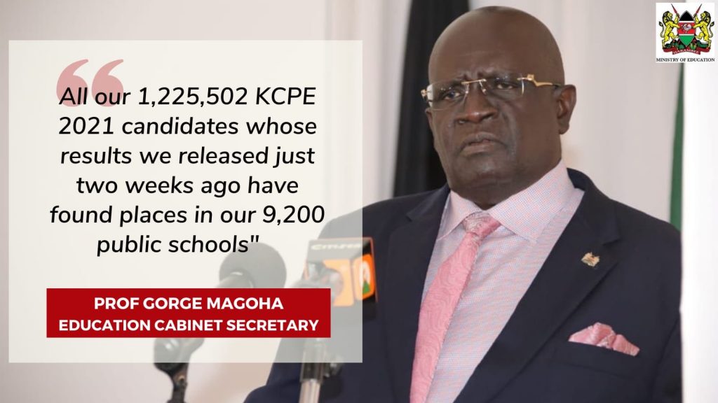 Magoha says learners who scored 380 and above selected to join national schools