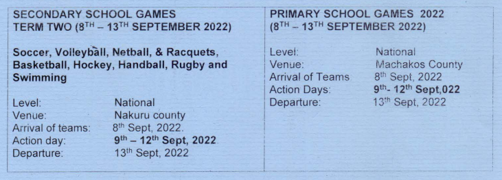 Circular: Term 2 Calendar of Co-Curricular Activities for Primary and Secondary