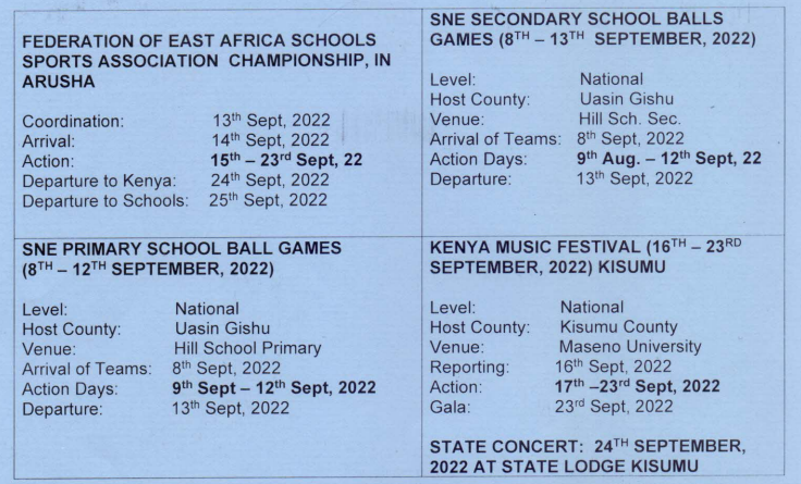 Circular: Term 2 Calendar of Co-Curricular Activities for Primary and Secondary