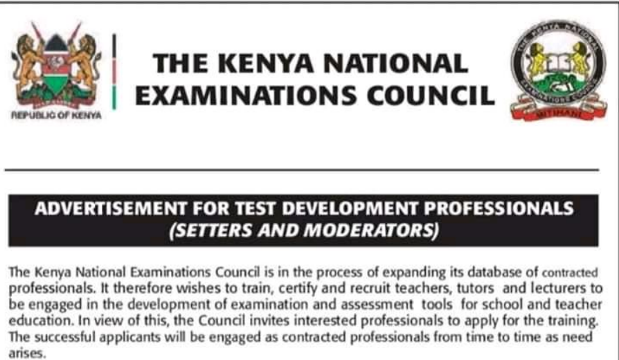 Knec invitation for training of 2023 national exam setters