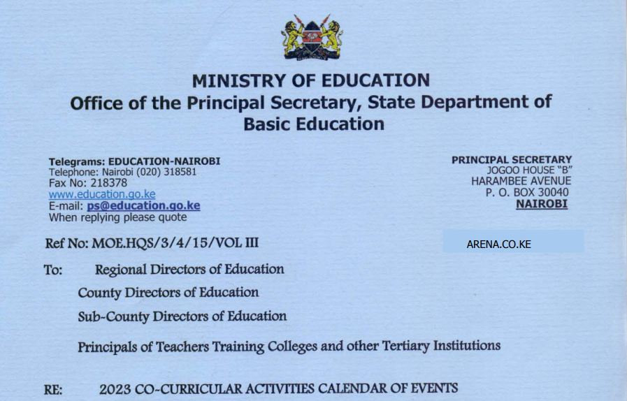 Circular: Revised 2023 Co-curricular activities calendar of events