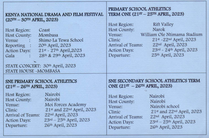 JSS, primary schools to start athletics after mid term break