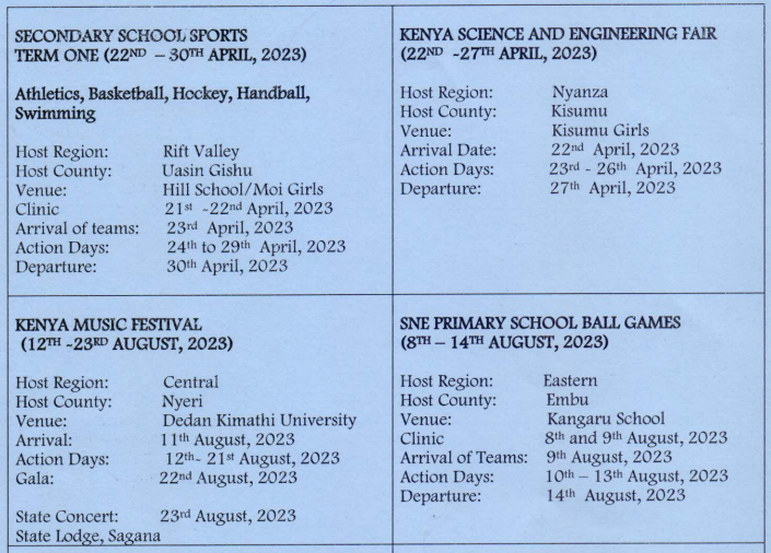 Circular: Revised 2023 Co-curricular activities calendar of events