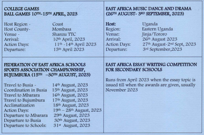 Circular: Revised 2023 Co-curricular activities calendar of events