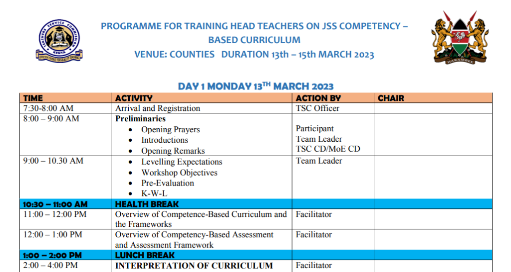 TSC 3 day programme for retooling junior sec headteachers