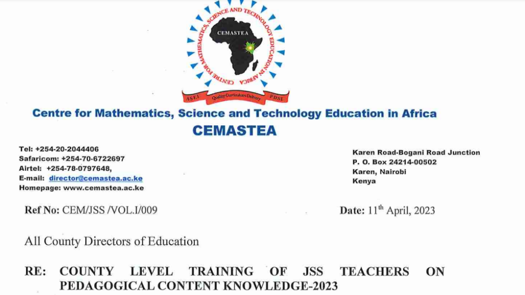 CEMASTEA: 5 day county level training of junior secondary teachers