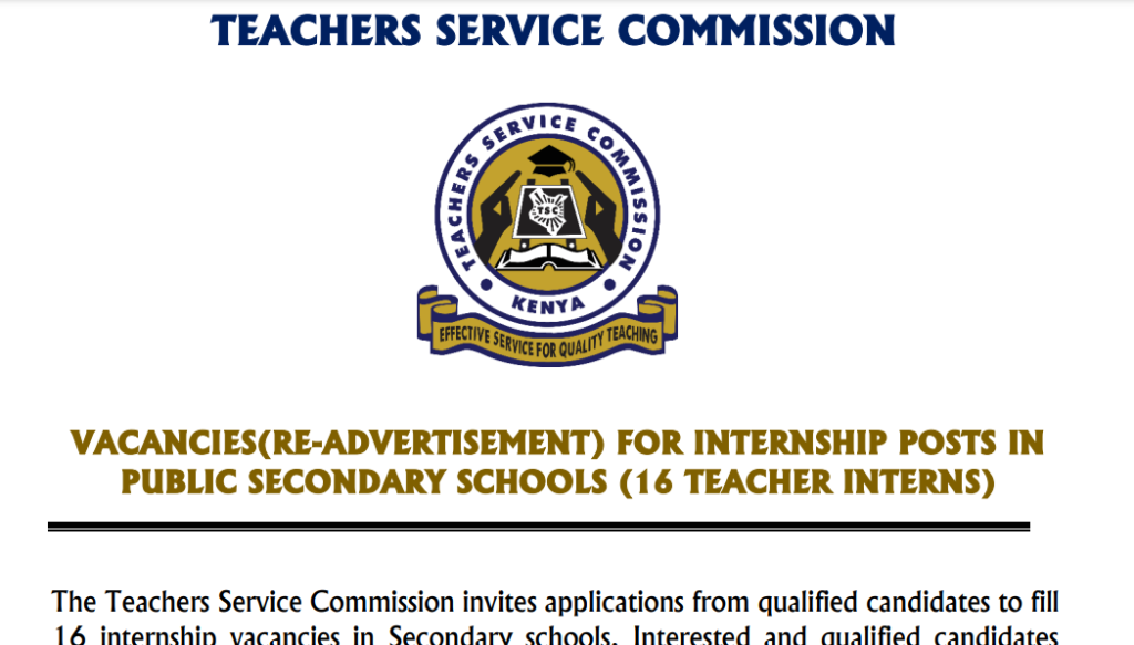 TSC advert recruitment of intern teachers by 2nd June 2023