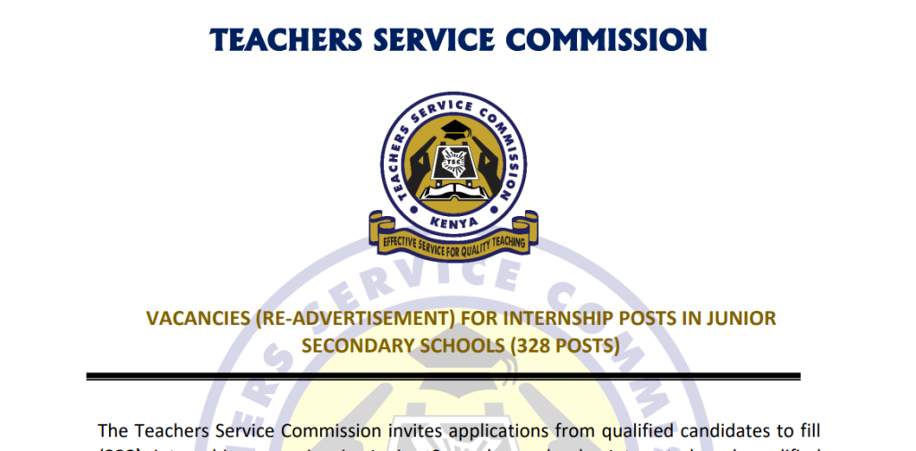 TSC advert for 328 JSS internship jobs deadline 2nd June