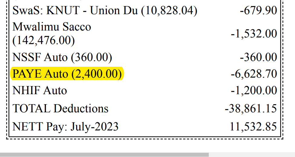 This is what Ruto now wants to take from teachers payslips