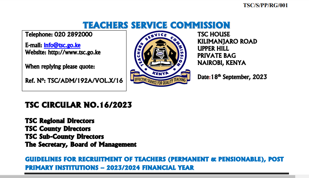 TSC advertises pnp teaching jobs for primary and secondary Sep 2023