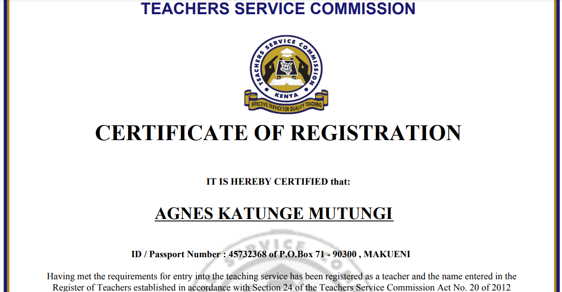 Guide to TSC number registration and teacher registration certificate