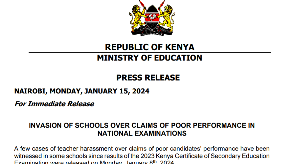 CS Machogu's statement on schools attack over poor KCPE, KCSE performance