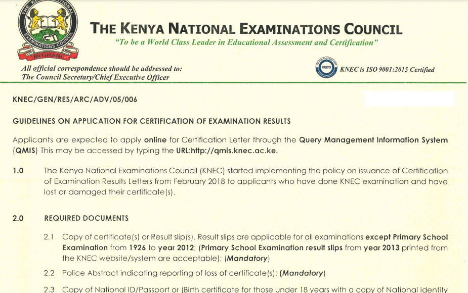 Knec official guide for replacing lost or damaged certificates