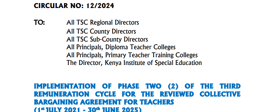 TSC Circular 12/2024 on implementation of Phase 2 CBA