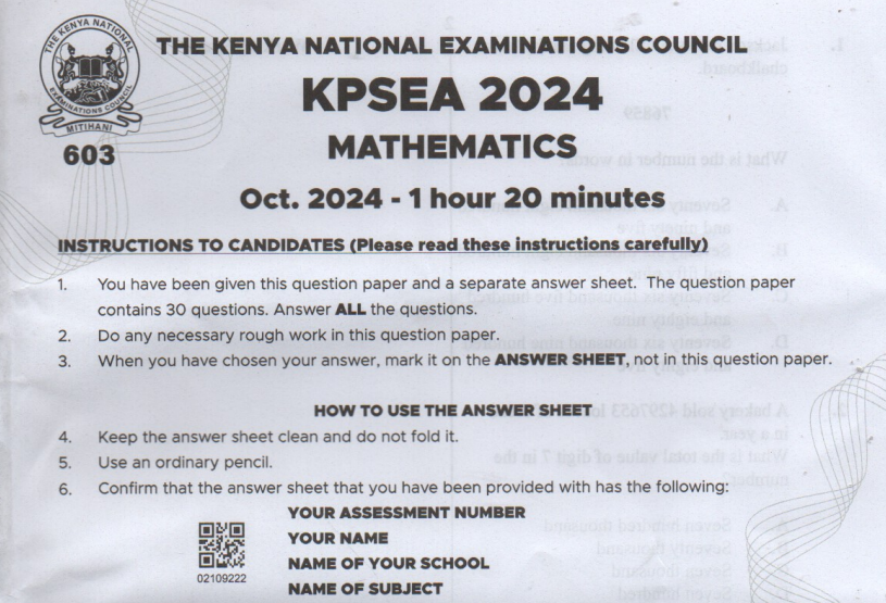 KPSEA 2024 Exam Papers with Marking Schemes (Answers)