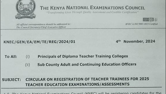 Knec starts exam registration of TTC trainee teachers PTE/ECDE/DPTE/DECTE/DTE/DSTE