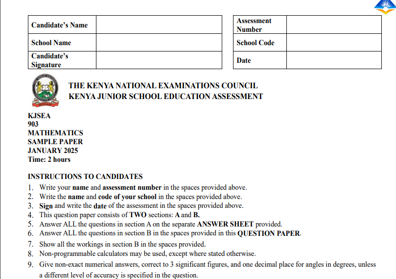 Knec official Grade 9 KJSEA assessment papers (Theory and Practicals)