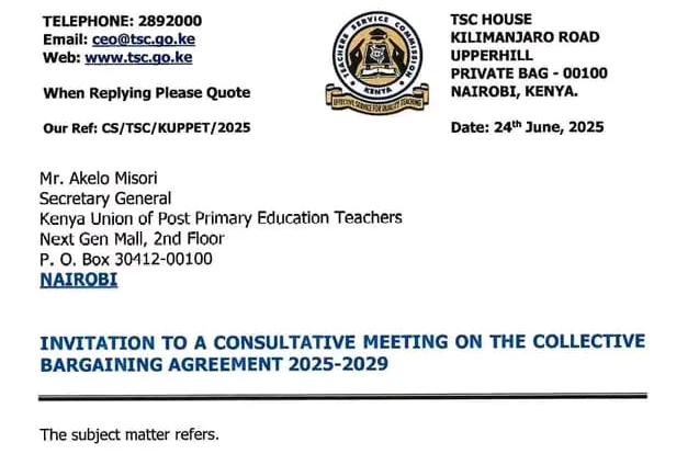 TSC invites teacher union for CBA 2025-2029 July talks amid strike threat