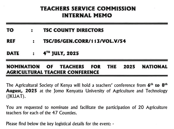 TSC order nomination of teachers for national agricultural conference
