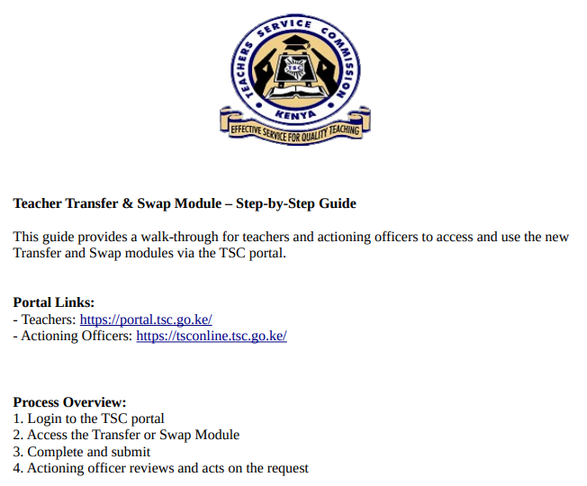 Step by step application guide for TSC teacher digital swap transfer