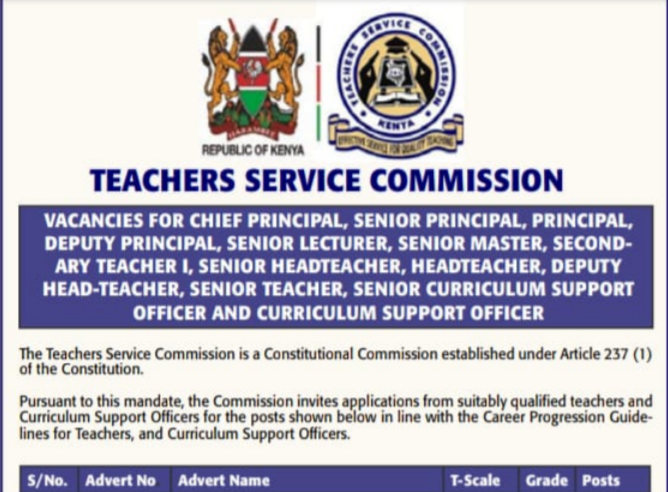 TSC advert promotion of teachers 21,313 vacancies August 2025