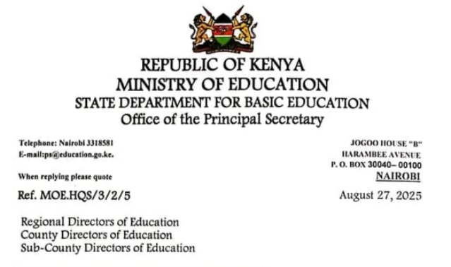 Ministry latest circular addressed to all schools