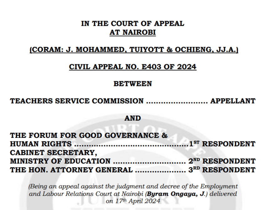 Full Judgement Of Court Declaring TSC Internship Illegal, Null And Void